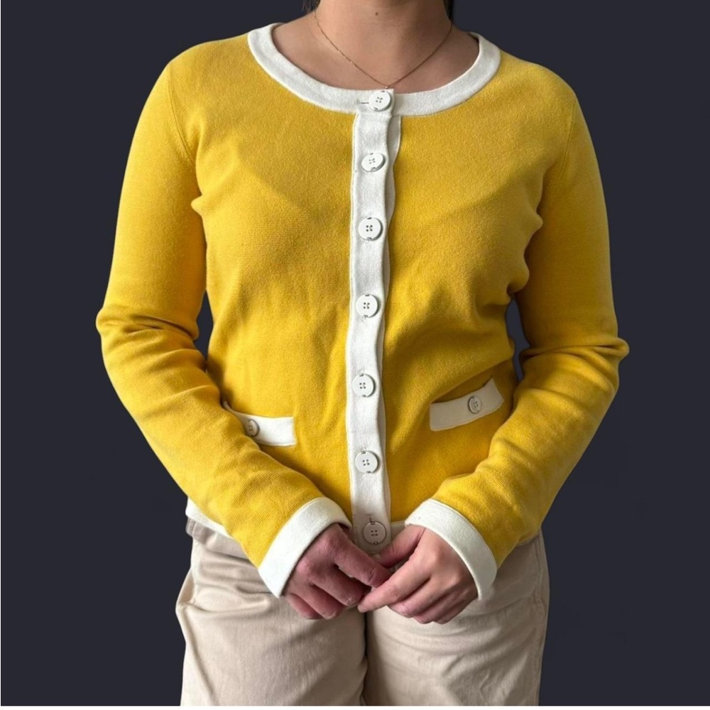 Banana Republic Mustard Yellow Jacket with White Trim